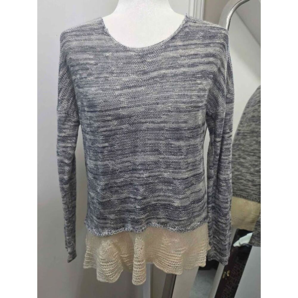 Joie Marled Knit Sweater with Lace Hem Size M
